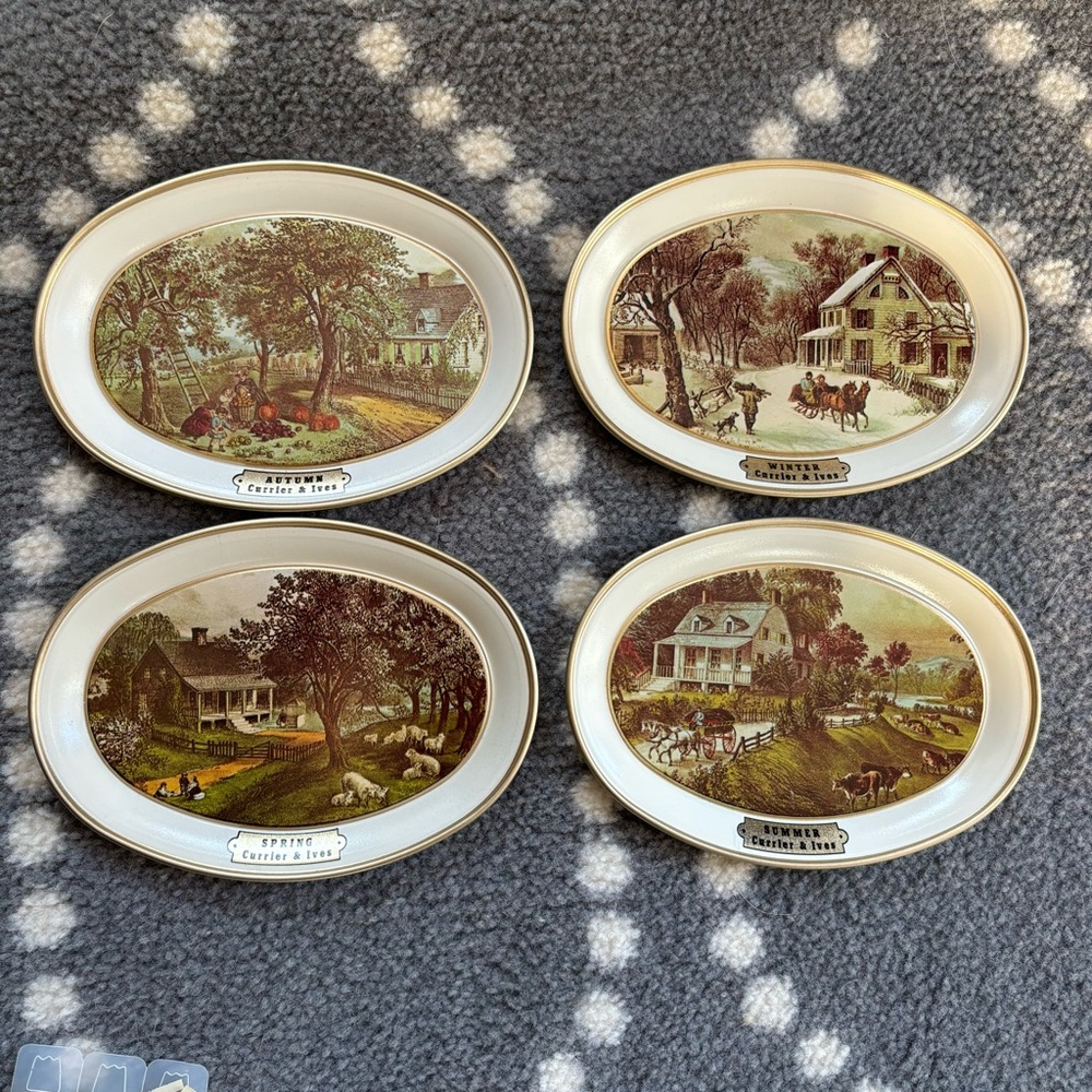 Currier & Ives - VINTAGE Famous Four Season Plates in box!
